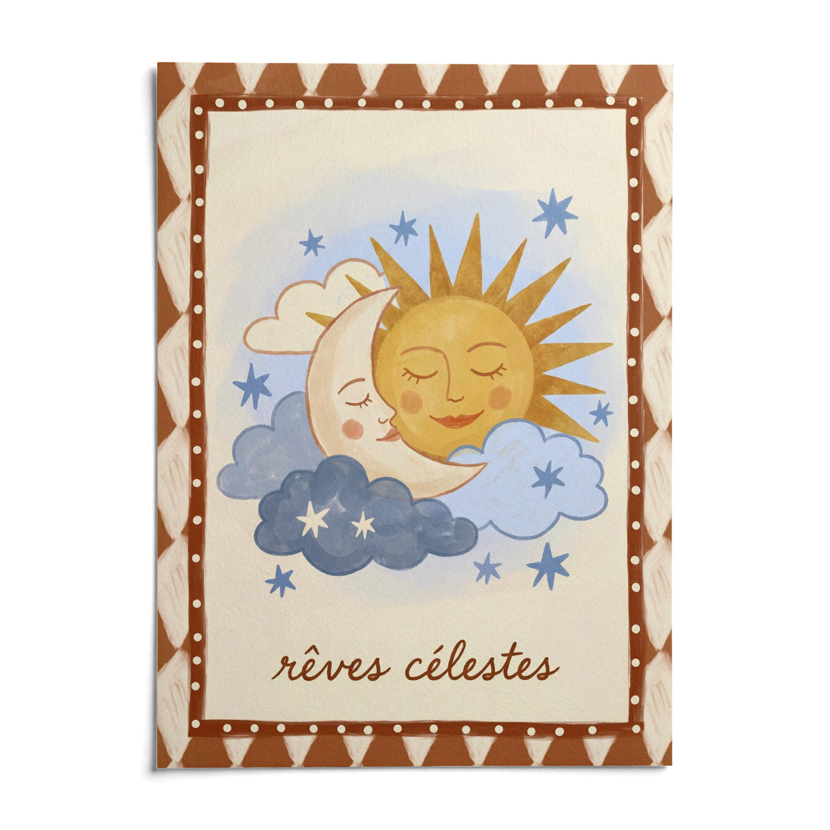 Moon And Sun Print, shown as an unframed paper print on a plain white background