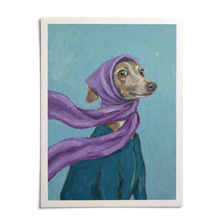Dressed Up Dog Art, shown as an unframed paper print on a plain white background
