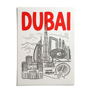 Dubai City Wall Art, shown as an unframed paper print on a plain white background