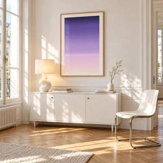 Dusk Wall Art, framed on the wall of a bright Paris style apartment in a living room