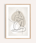 Abstract Line Art Poster showing continuous contour figure with neutral backdrop