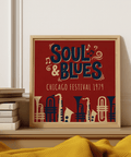 Soul Blues Festival Art print in Red, Blue, Beige for creative studio