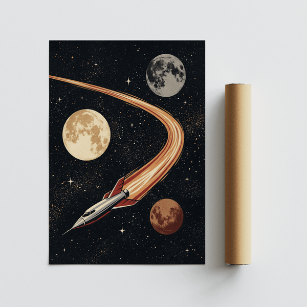 Space Themed Wall Art showing cosmic scene in modern living room