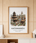 Detailed cityscape wall art showing tiered wooden pagoda and clustered rooftops