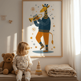 Giraffe Music Art Print, multicolored, perfect for music-themed rooms