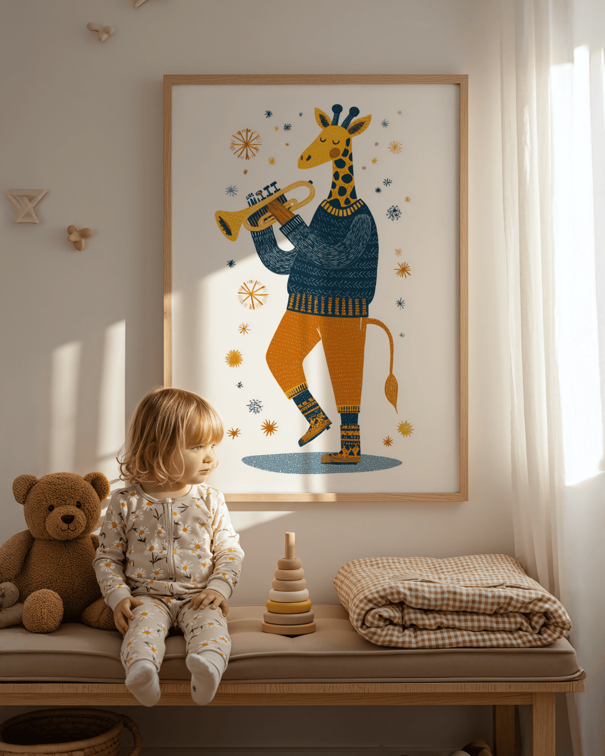 Giraffe Music Art Print, multicolored, perfect for music-themed rooms