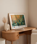 Abstract gold dot art inspired by nature for living room decor