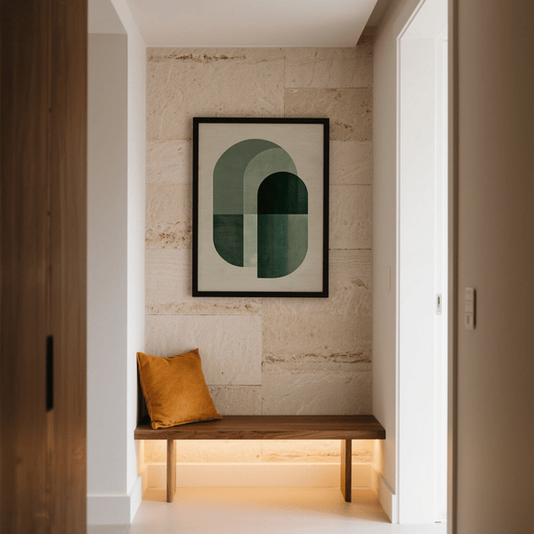 Modern Green Tone Poster Print, living room green and beige colors