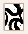 Black and white posters abstract brushstroke wall art for living room, Black and White, poster