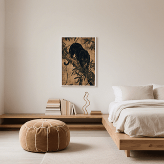 Wall art poster Jungle Wall Art, beige background, black panther for den