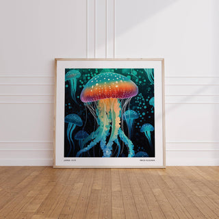 Underwater themed art unique wall with teal and soft blue tones