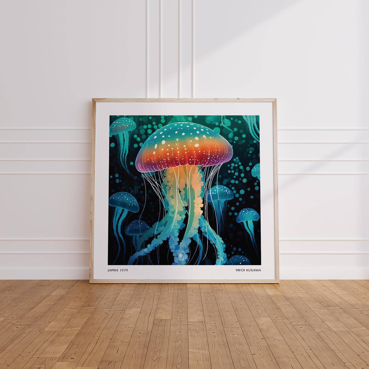 Underwater themed art unique wall with teal and soft blue tones