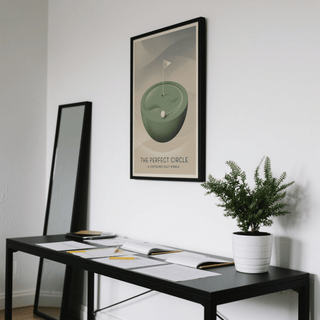 Golf Art Print showing contained golf world concept with bowl-shaped green