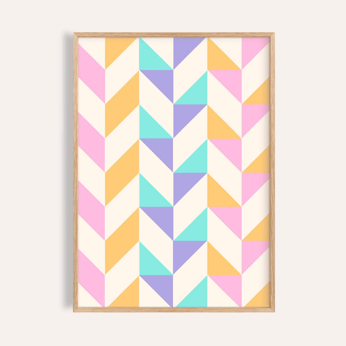 Geometric Pattern Print with Orange and Blue for living room wall art