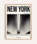 Framed-style New York wall art poster with Oculus ribbed symmetry photo