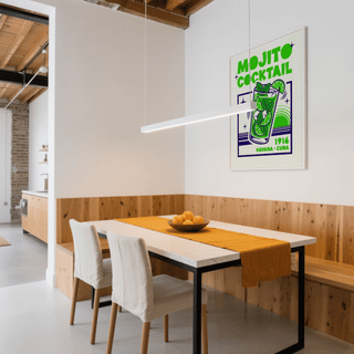 Artistic Mojito Cocktail Print in Blue and Green for dining areas