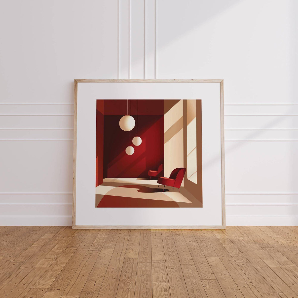 Interior architecture art featuring geometric lighting