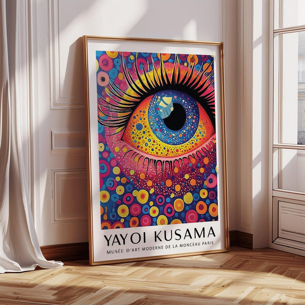 Pop Art Prints featuring colorful abstract eye with dotted textures.