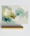 Calm Abstract Tree Art Print with Green, Beige, and White for entryway style