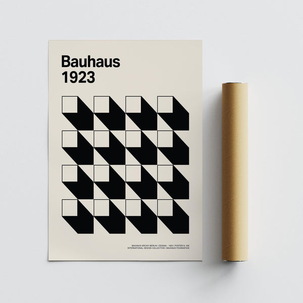 Geometric Bauhaus-inspired Pictures for a Home Office in cream tones.
