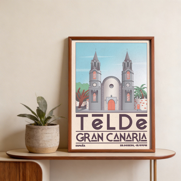 Lower typography detail poster showing TELDE and GRAN CANARIA lettering in a travel wall art print