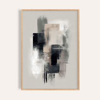 Large Wabi Sabi Print with Green and Beige tones for living room wall art