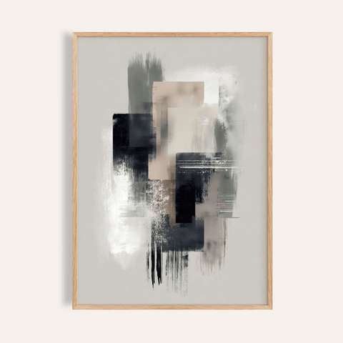 Large Wabi Sabi Print with Green and Beige tones for living room wall art