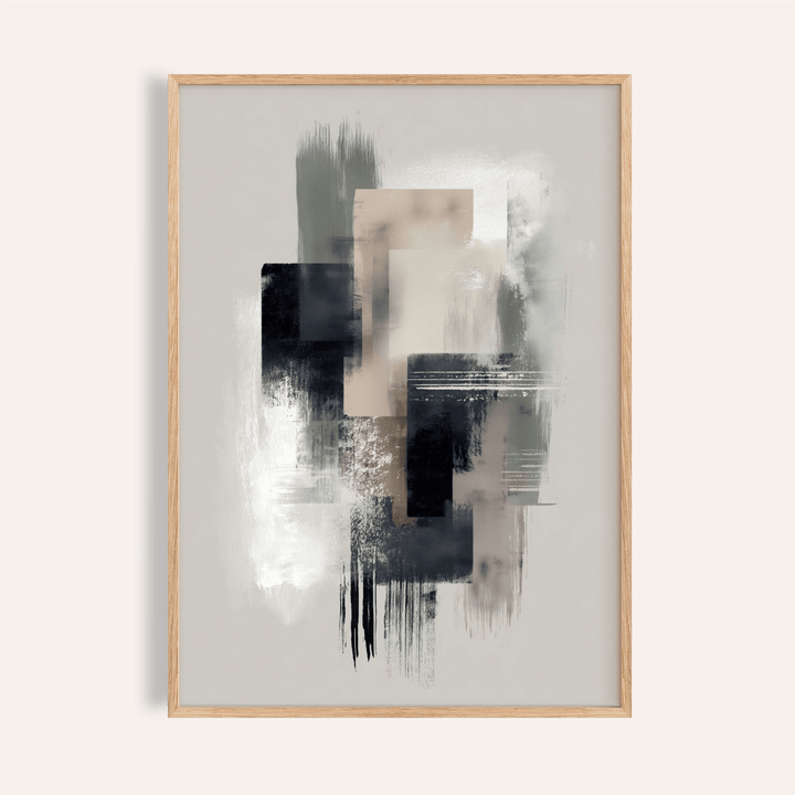 Large Wabi Sabi Print with Green and Beige tones for living room wall art