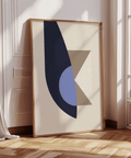 Minimalist Modern Wall Art Print using Blue, Beige, Brown, perfect for study