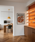 Pizza Art Print for family room, featuring red and black palette