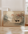 Japanese Art Poster with beige background for office art print