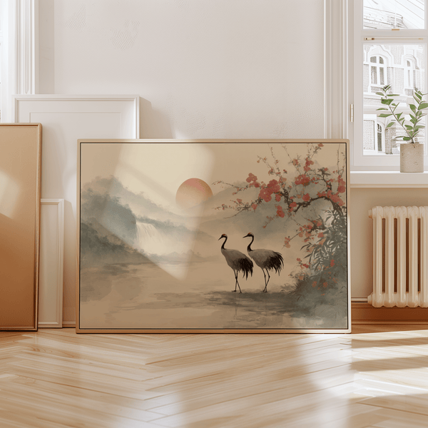 Japanese Art Poster with beige background for office art print