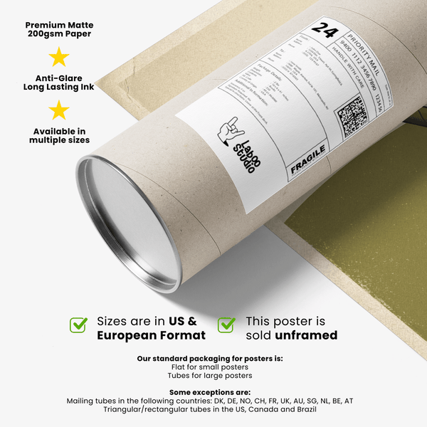 Clean sports poster print with crossed golf clubs as a central motif