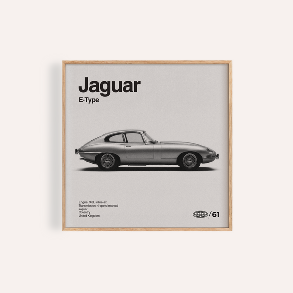 Jaguar E-type Print in Gray tones for office wall art