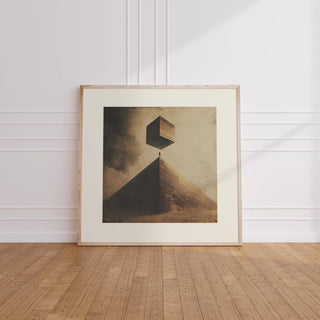 Matte finish neutral color wall art with abstract desert geometry