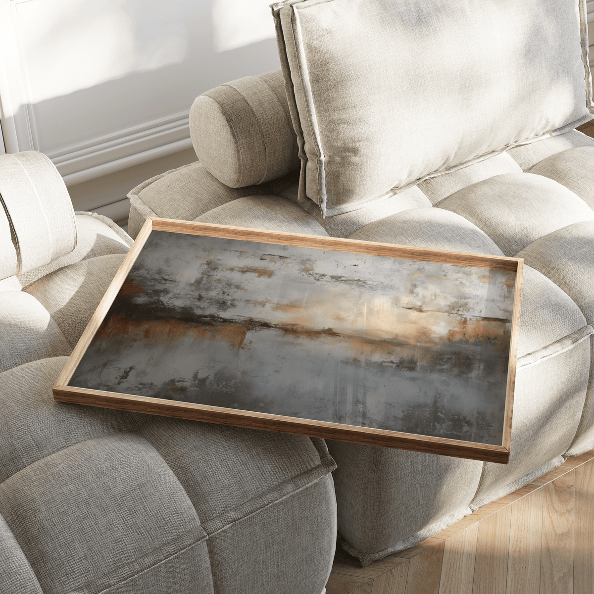 Abstract Gray Art Print featuring gray, brown palette for home office