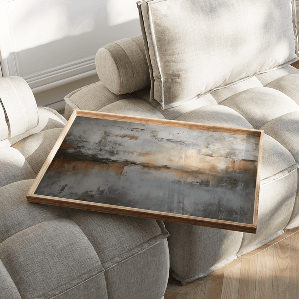 Abstract Gray Art Print featuring gray, brown palette for home office