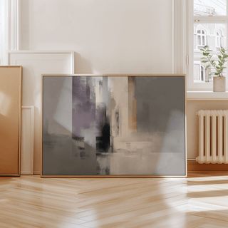 Calming Art Print Grey Purple for tranquil bedroom atmosphere, with purple and gray