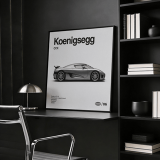 Modern Koenigsegg Art Print in Black and White for office decor