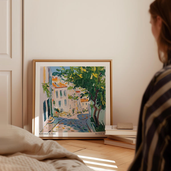 Matisse-style artwork of Montmartre neighborhood in French Artwork Prints.