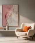 Pink Abstract Print art print with Pink and Beige for dining area