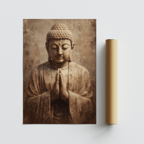 Meditative Art Print in brown tones suited for peaceful hallway wall art