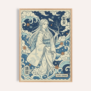 Yuki Onna Wall Art poster showing snow spirit in patterned kimono