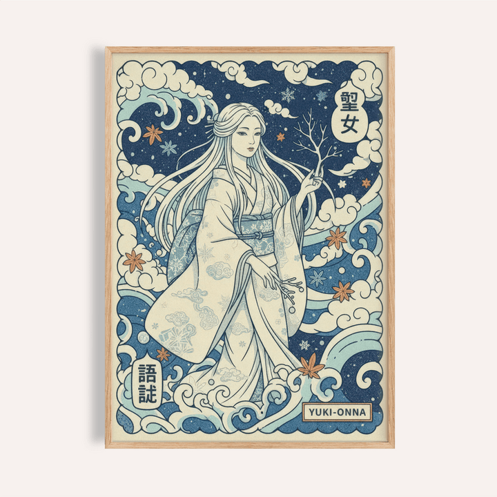Yuki Onna Wall Art poster showing snow spirit in patterned kimono