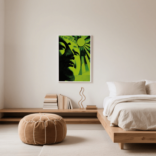Soothing Modern Buddha Print green tones for entryway art print