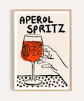 Aperol Spritz Print with orange, black, white for kitchen wall art