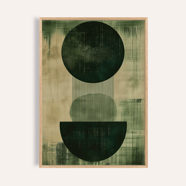 Green Wabi Sabi Print in Green and Beige for living room wall art