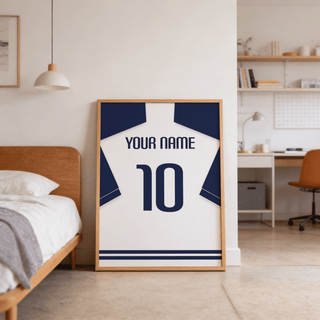 Spurs Football Shirt Poster lying flat displaying cropped sleeve design