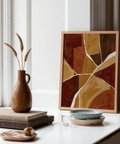 Burnt Orange Abstract Art wall print for hallway in modern style, using warm colors