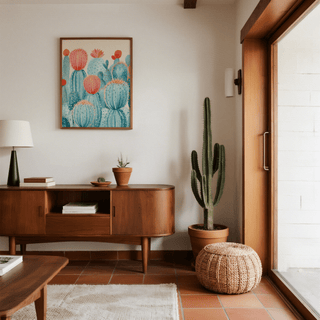 Home office wall art Blue Pink Colorful Cactus Print art print